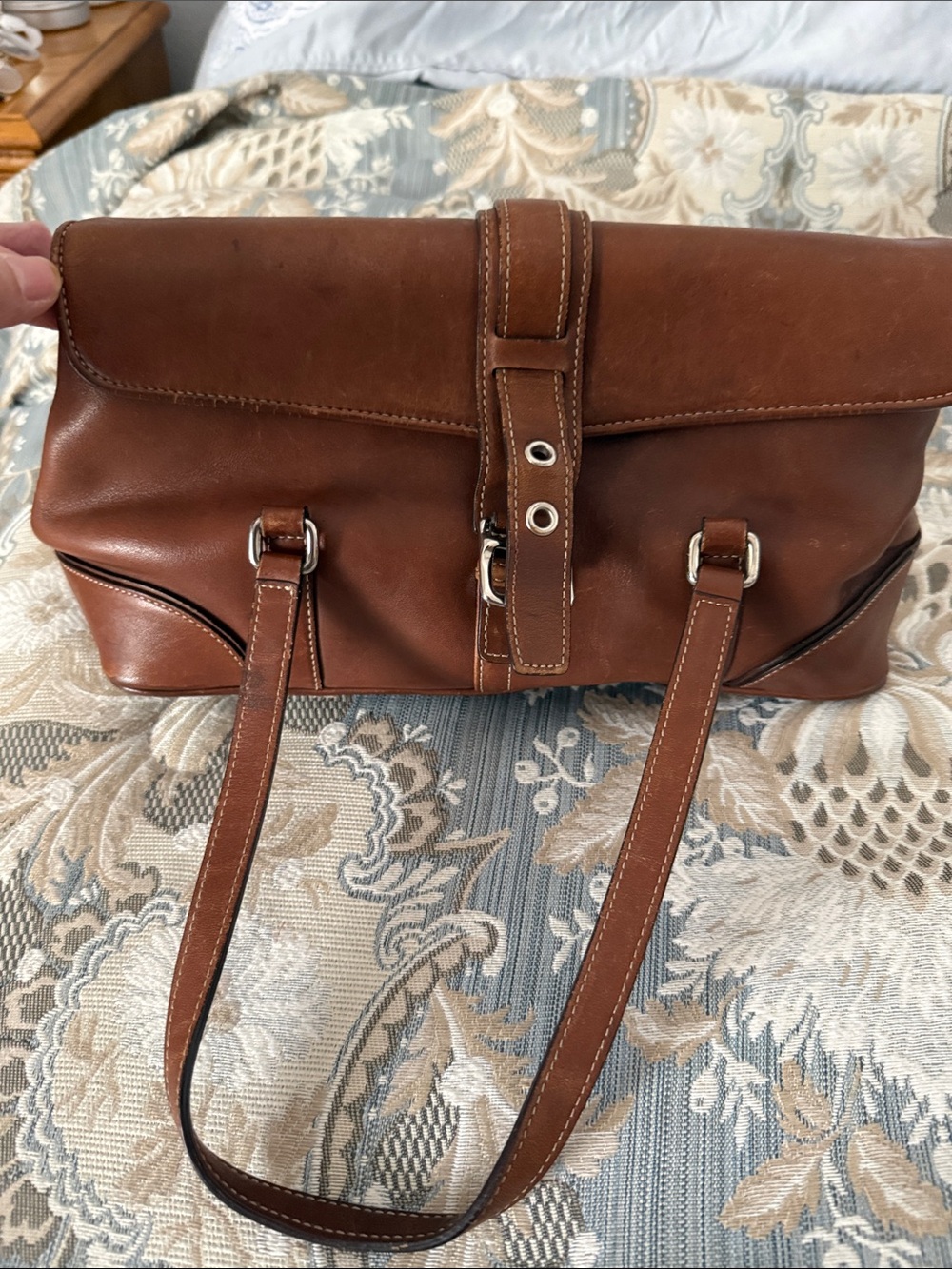 Coach 9267 Brown Leather Buckle Shoulder Tote Bag Vintage Y2K